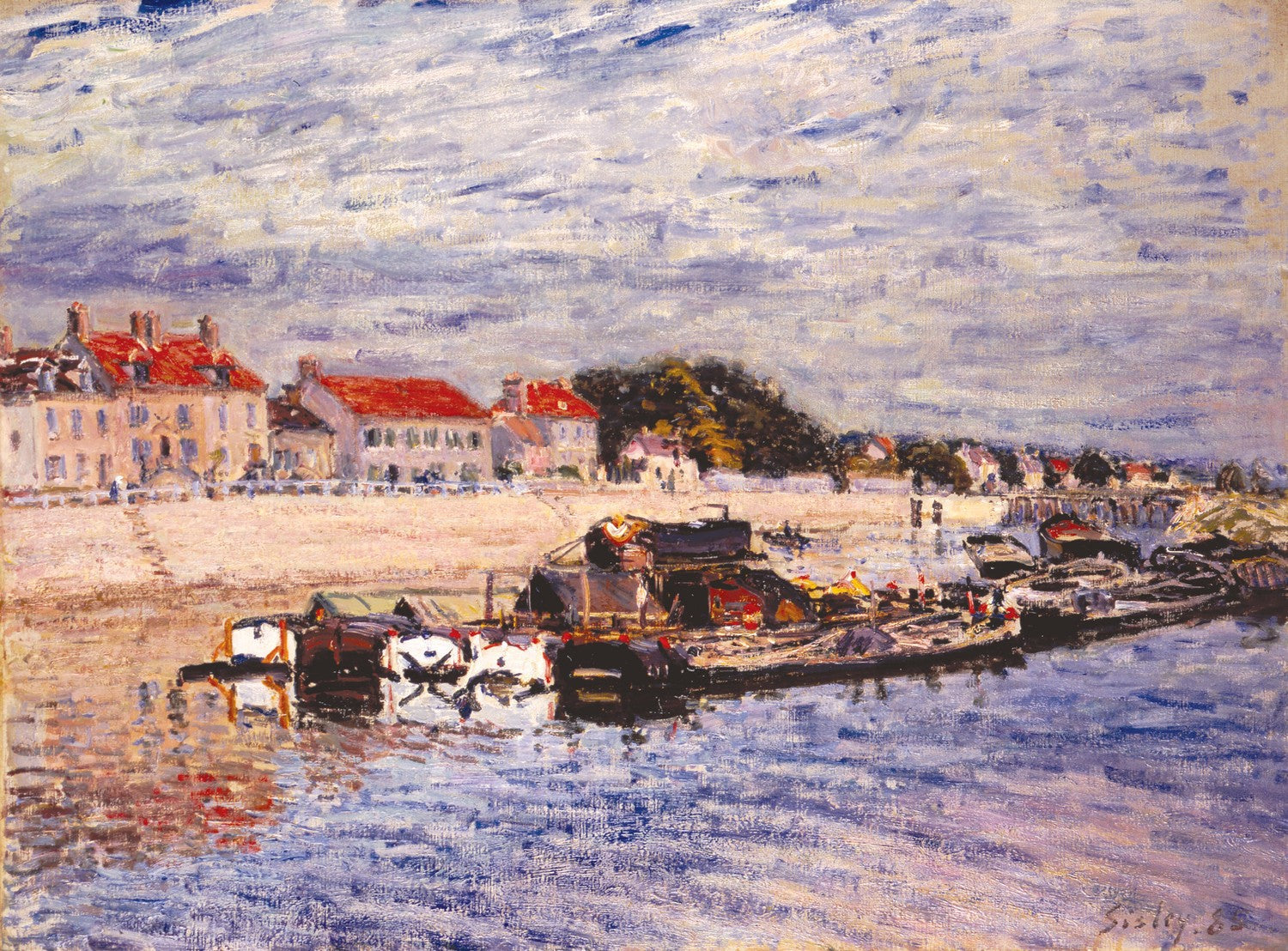 Barges on the Loing at Saint-Mammès by Alfred Sisley