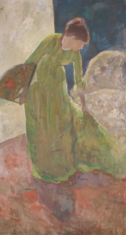 Woman Standing, Holding a Fan by Mary Cassatt