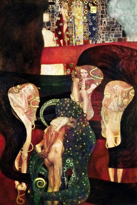 Jurisprudence (recolored with Artificial Intelligence) by Gustav Klimt