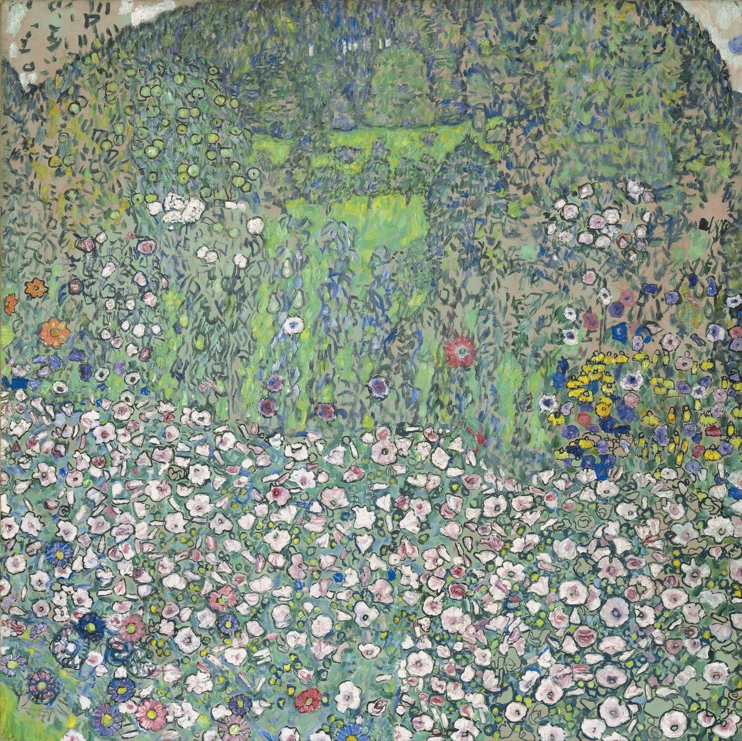 Garden landscape with hilltop by Gustav Klimt