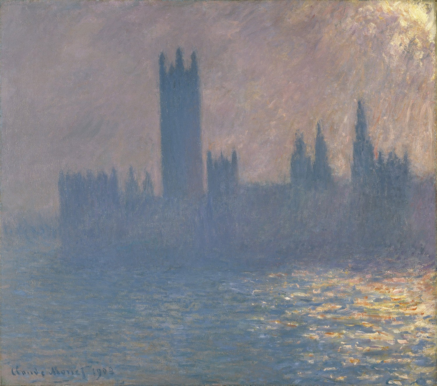 Houses of Parliament, Sunlight Effect (Le Parlement, effet de soleil) by Claude Monet