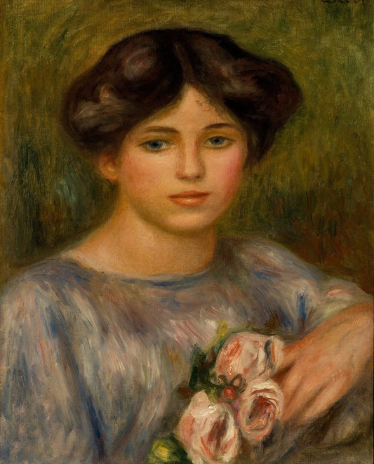 Young Woman with Roses, by Pierre-Auguste Renoir