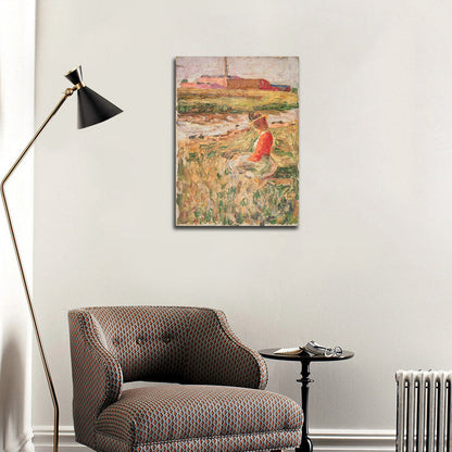 Dame im Gras sitzend (Lady Sitting on the Grass) - by Wassily Kandinsky