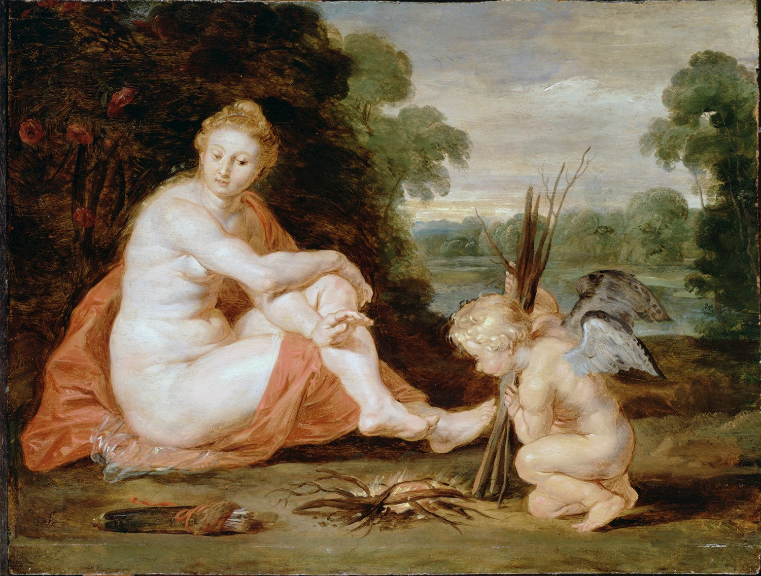 Venus and Cupid warming themselves (Venus frigida) by Peter Paul Rubens