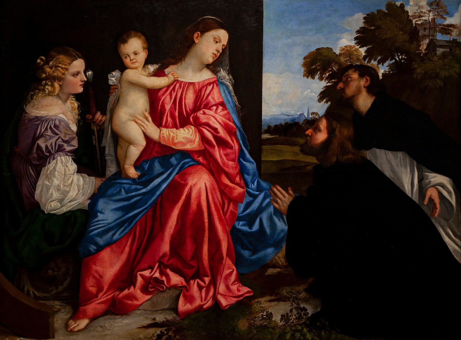 Sacra Conversazione. Madonna col Bambino e i santi Caterina d'Alessandria e Domenico con il donatore by Titian