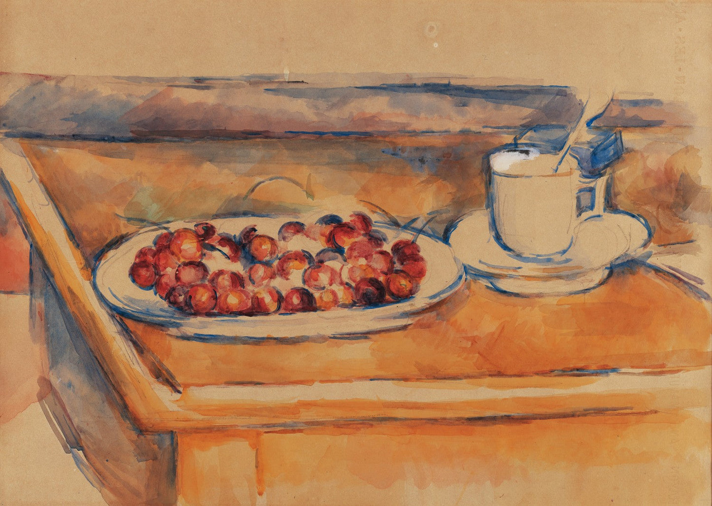 Tasse et plat de cerises by Paul Cézanne