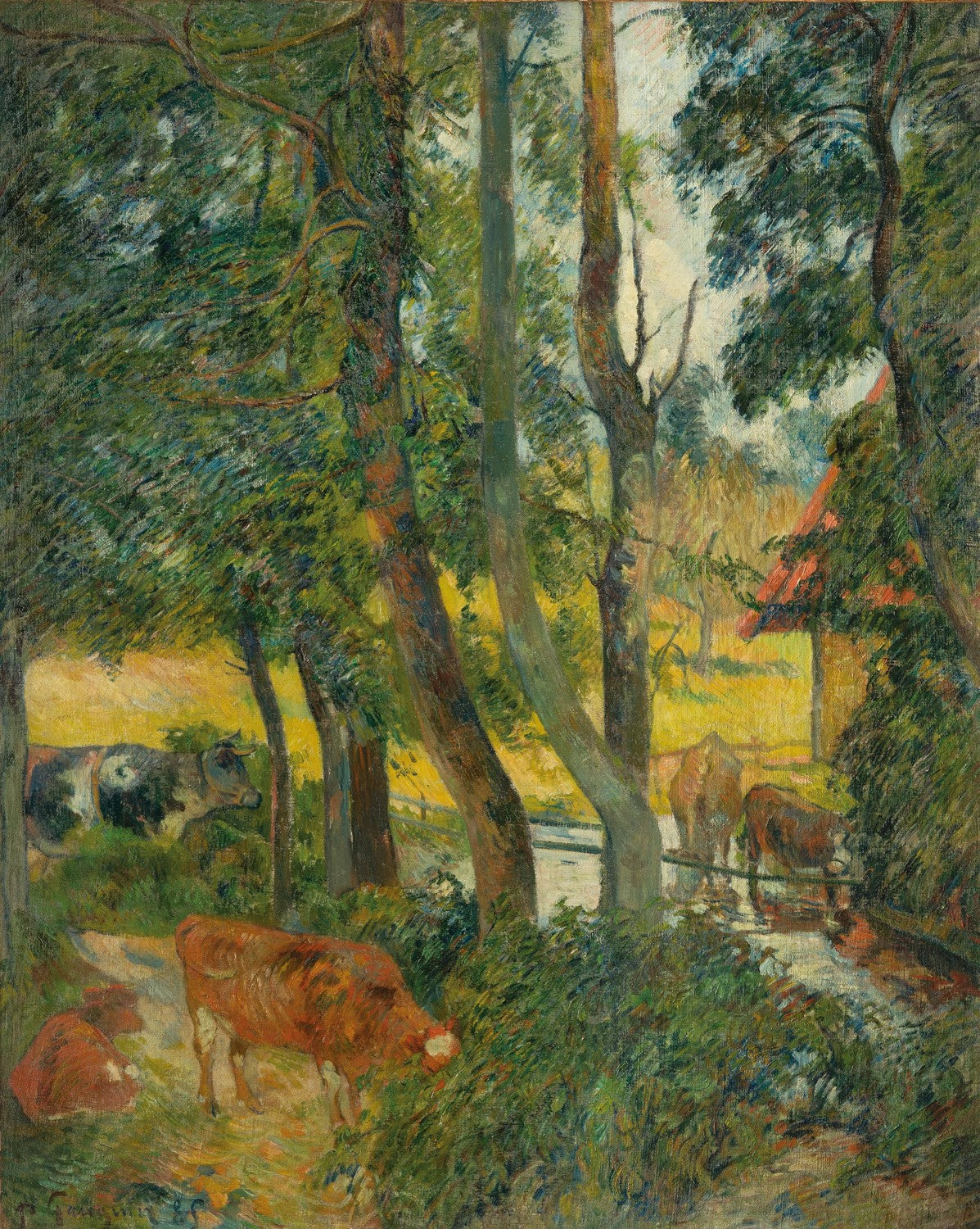 Landscape in Normandy (Cows at the Trough) by Paul Gauguin