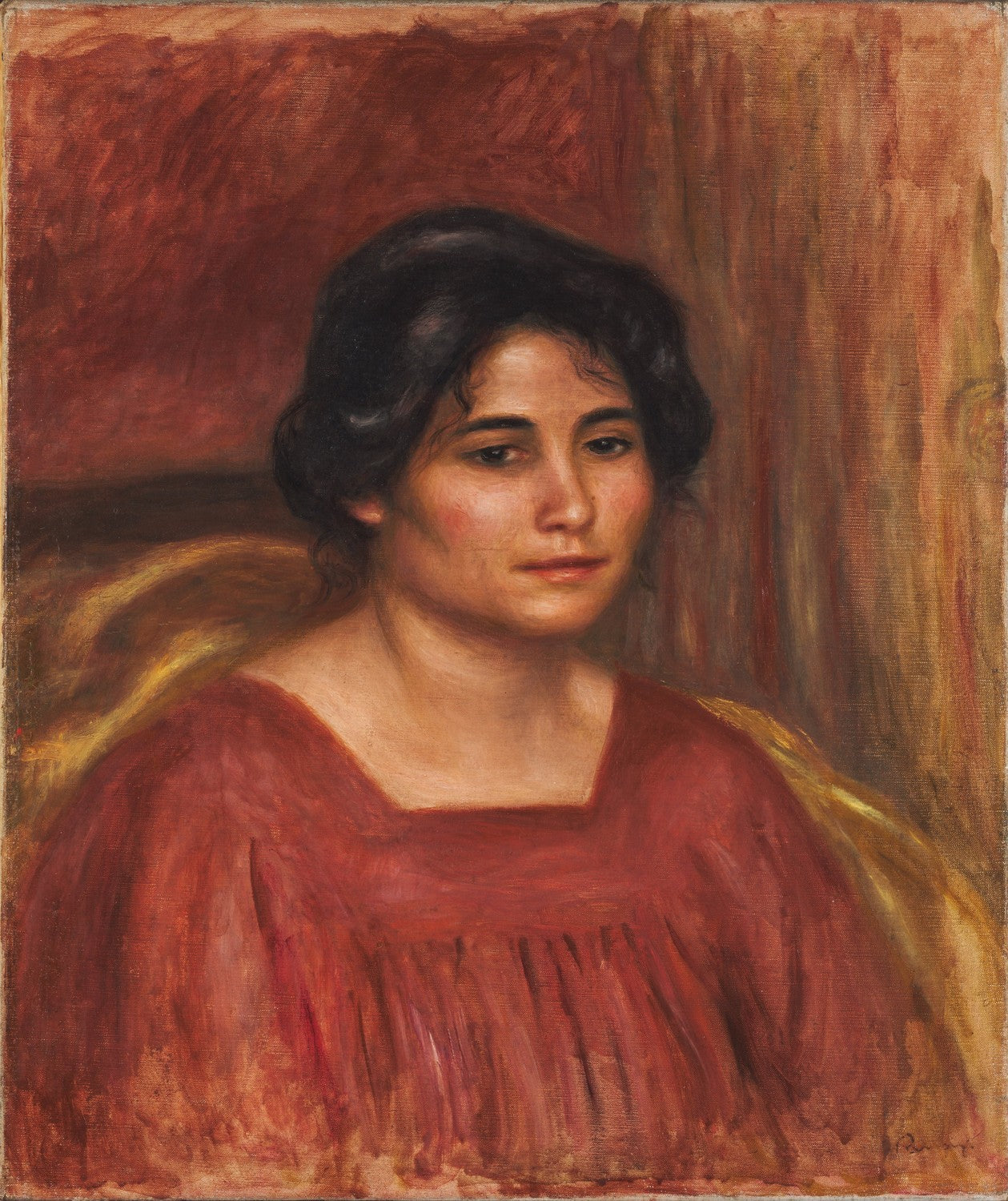 Gabrielle in a Red Dress by Pierre-Auguste Renoir