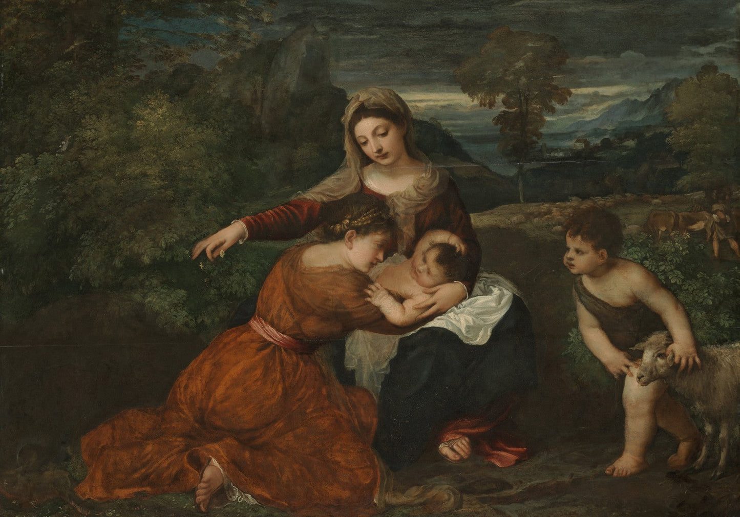 The Madonna and Child with a Female Saint and the Infant Saint John the Baptist by Titian