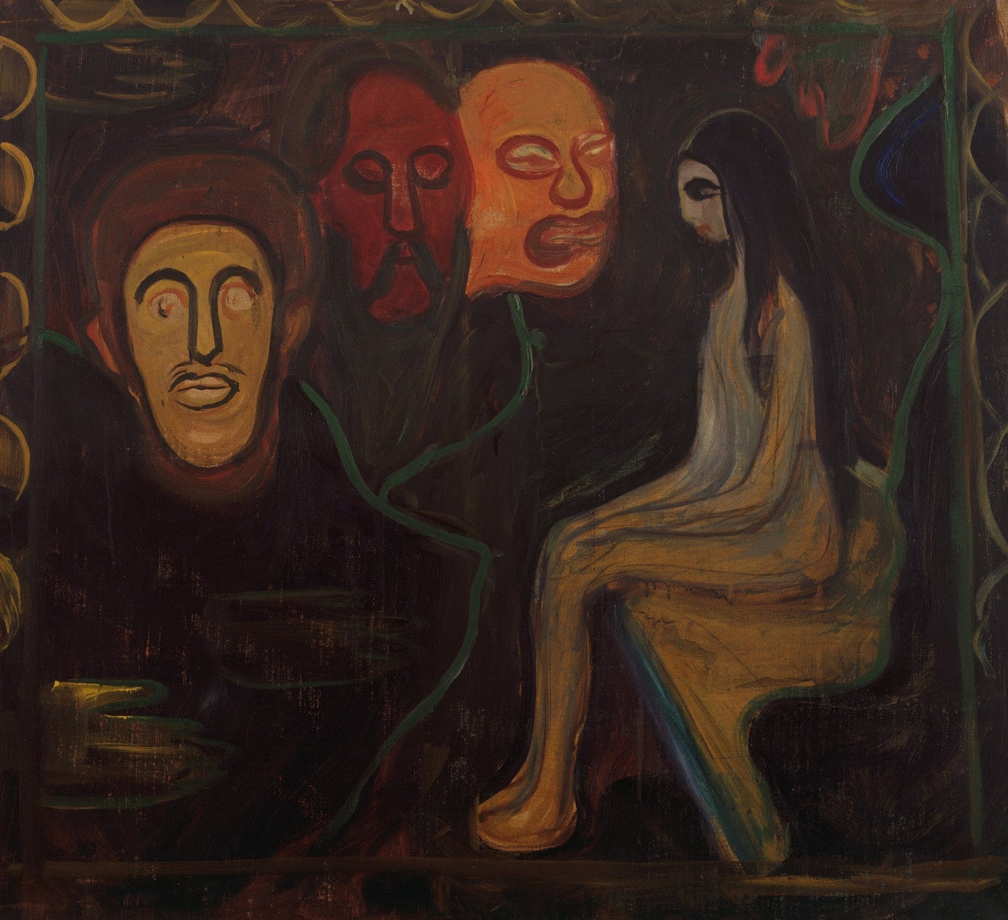 Girl and Three Male Heads by Edvard Munch