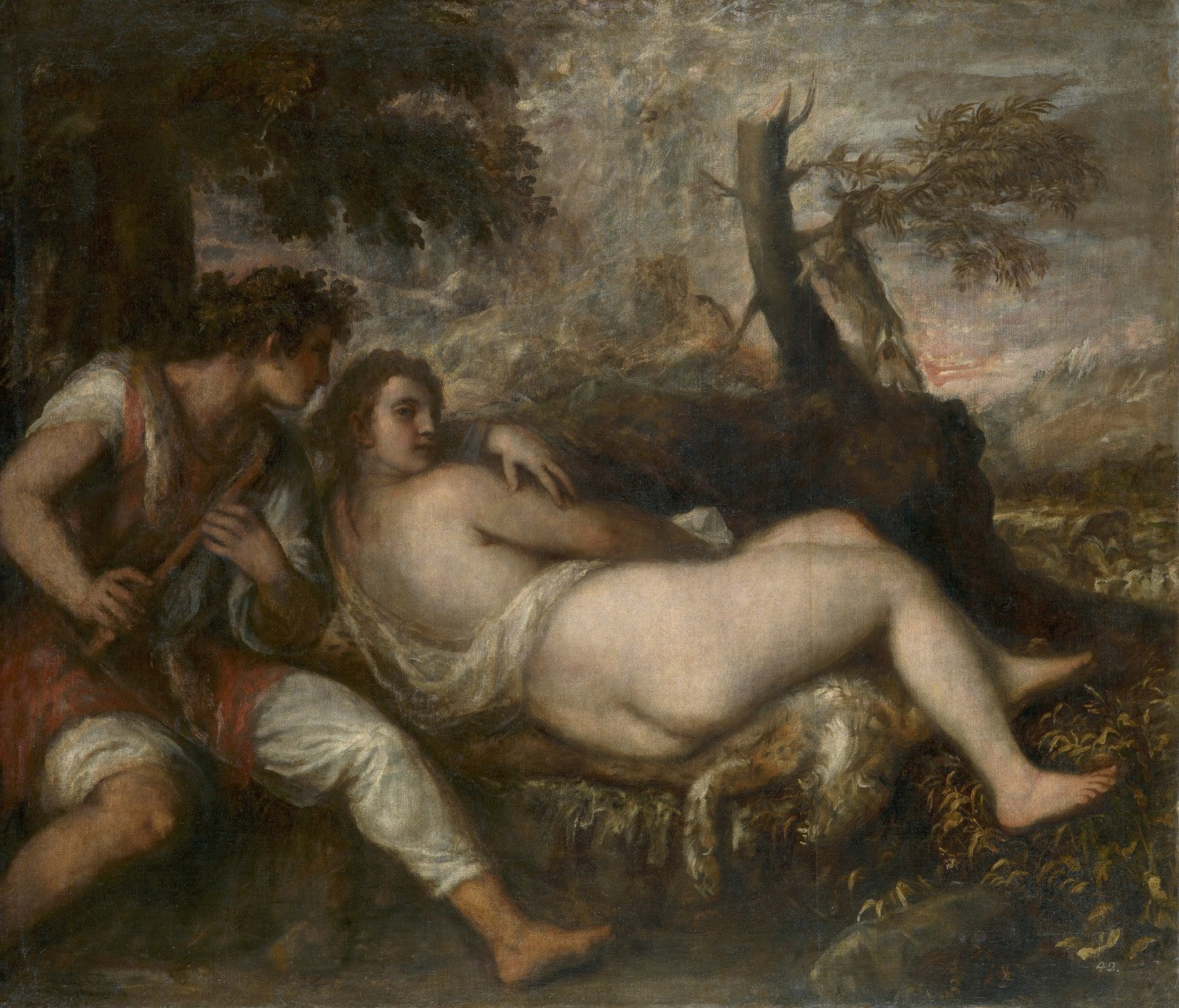 Nymph and Shepherd by Titian