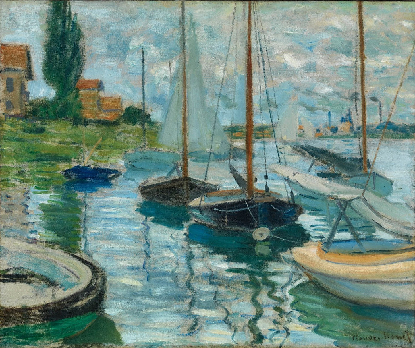 Sailboats on the Seine at Petit - Gennevilliers by Claude Monet