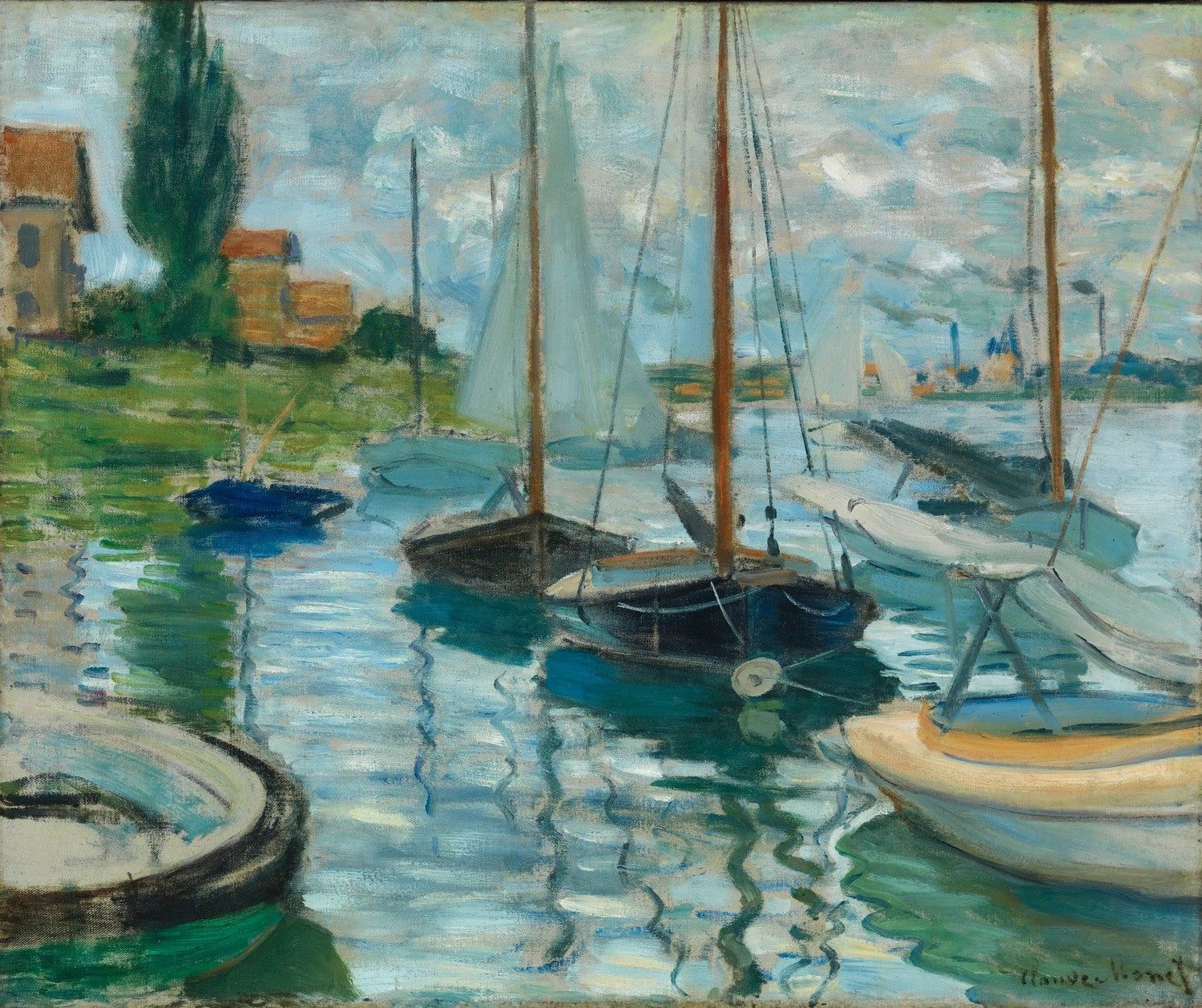 Sailboats on the Seine at Petit - Gennevilliers by Claude Monet