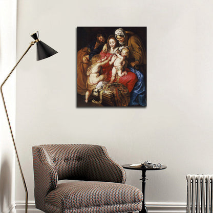 The Holy Family with St. Elizabeth, St. John, and a Dove - by Peter Paul Rubens