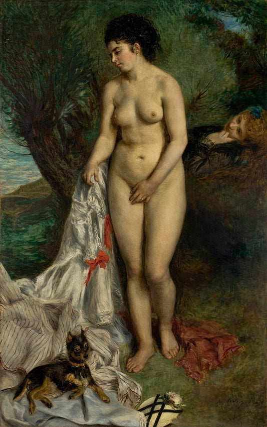 Bather with a Griffon Dog - Lise on the Bank of the Seine by Pierre-Auguste Renoir