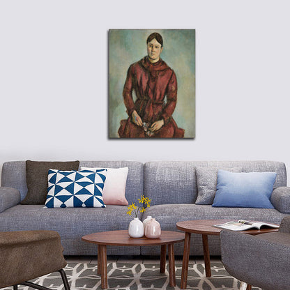 Mrs. Cézanne in Red - by Paul Cézanne