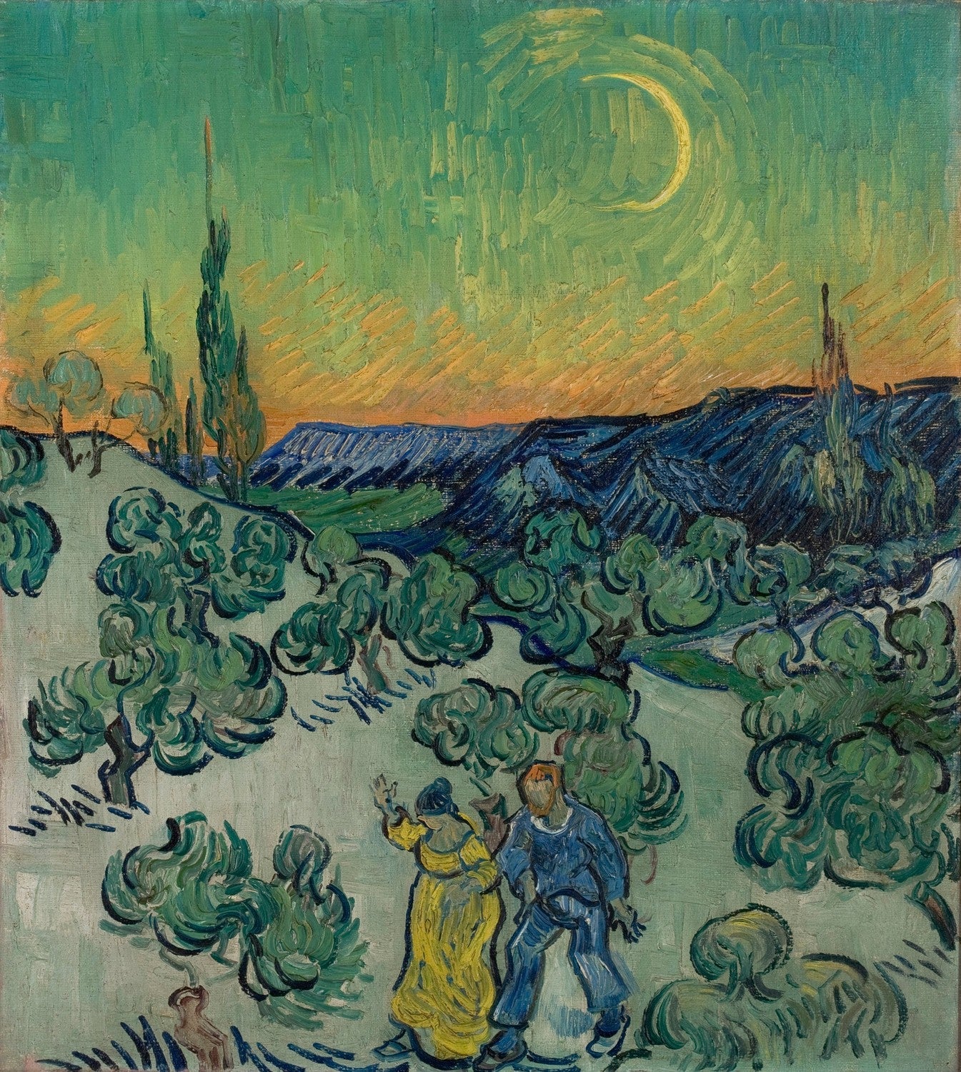 A Walk at Twilight by Vincent van Gogh