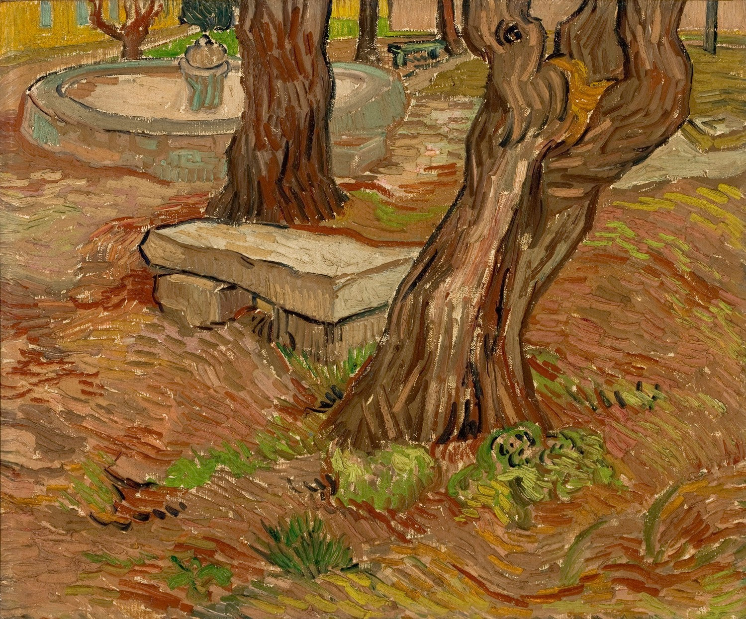 The Stone Bench in the Asylum at Saint-Remy by Vincent van Gogh