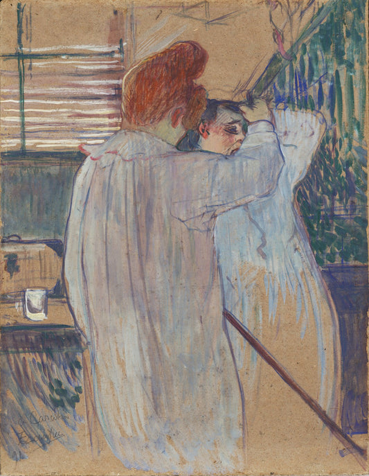 Women Combing their Hair - Two Women Dressing Nightshirts by Henri de Toulouse-Lautrec