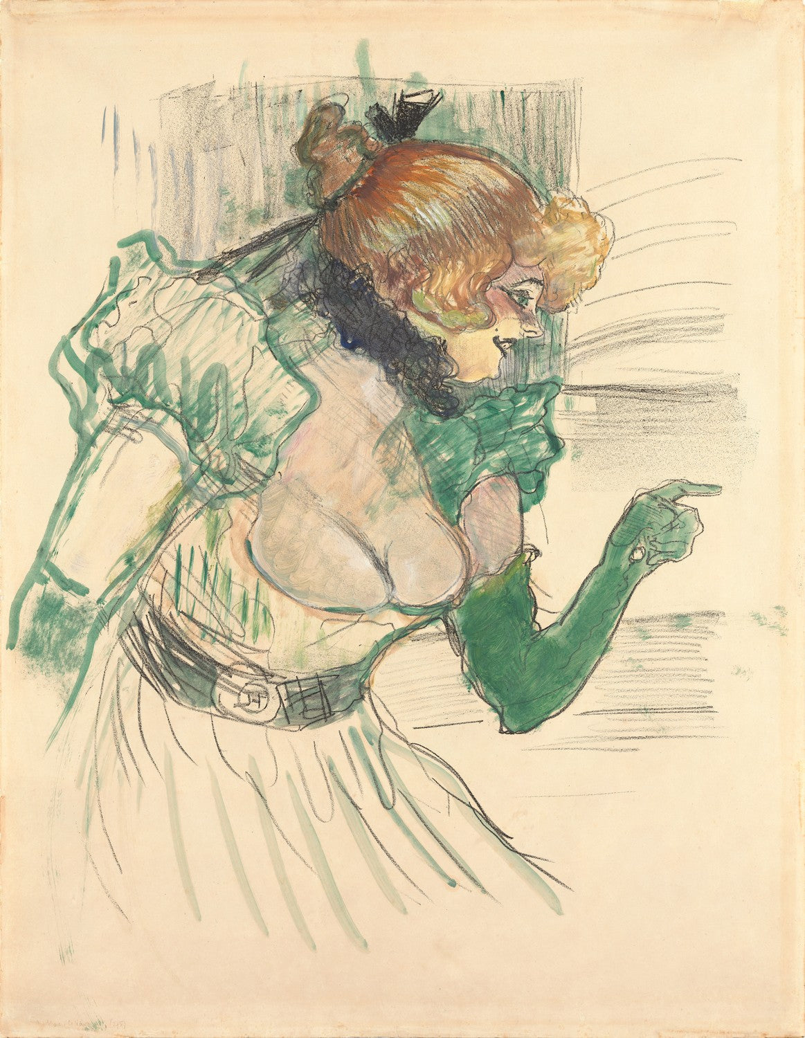 Artist with Green Gloves - Singer Dolly at the 'Café Star' in Le Havre by Henri de Toulouse-Lautrec