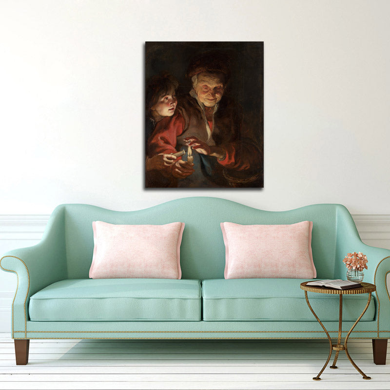 Old Woman and Boy with Candles - by Peter Paul Rubens