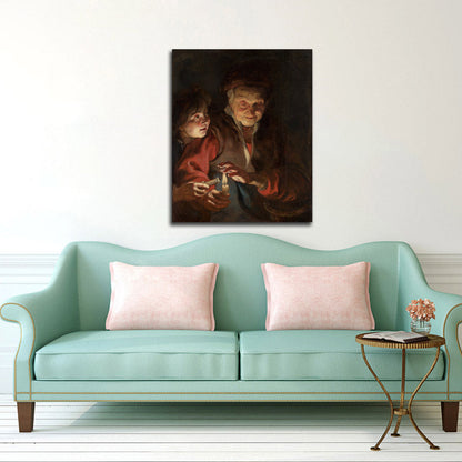 Old Woman and Boy with Candles - by Peter Paul Rubens