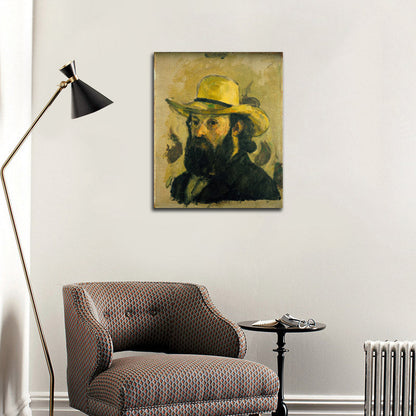 Self-Portrait in a Straw Hat - by Paul Cézanne
