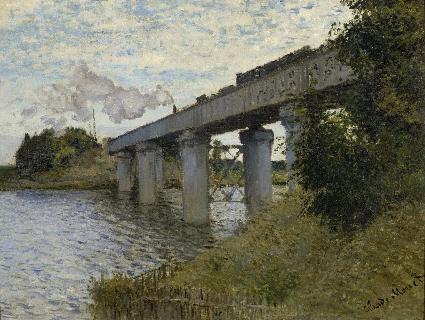 The Railroad bridge in Argenteuil by Claude Monet