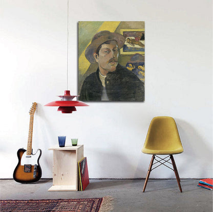 Self-portrait with a hat - by Paul Gauguin