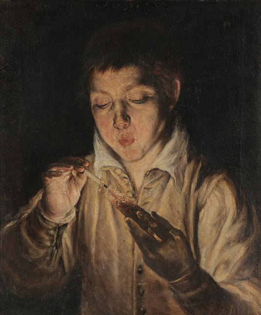 Boy Blowing an Ember by El Greco