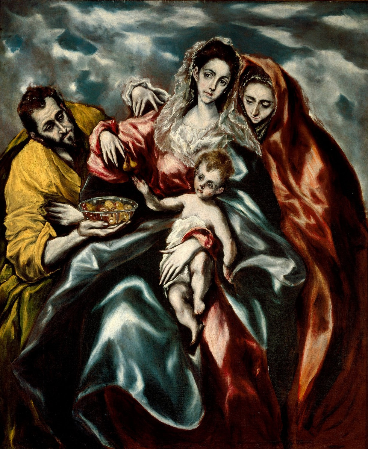 La Sagrada Familia con María Magdalena y plato de frutas by El Greco