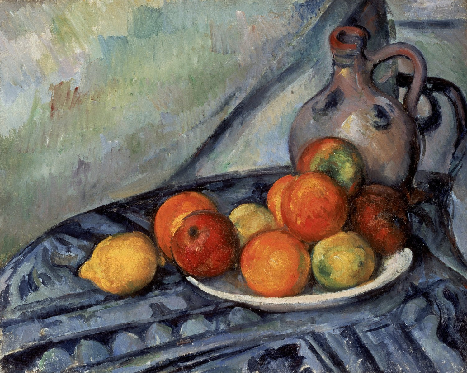 Fruit and a Jug on a Table by Paul C¨¦zanne