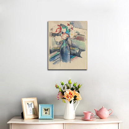 Roses in a Bottle (recto) - by Paul Cézanne