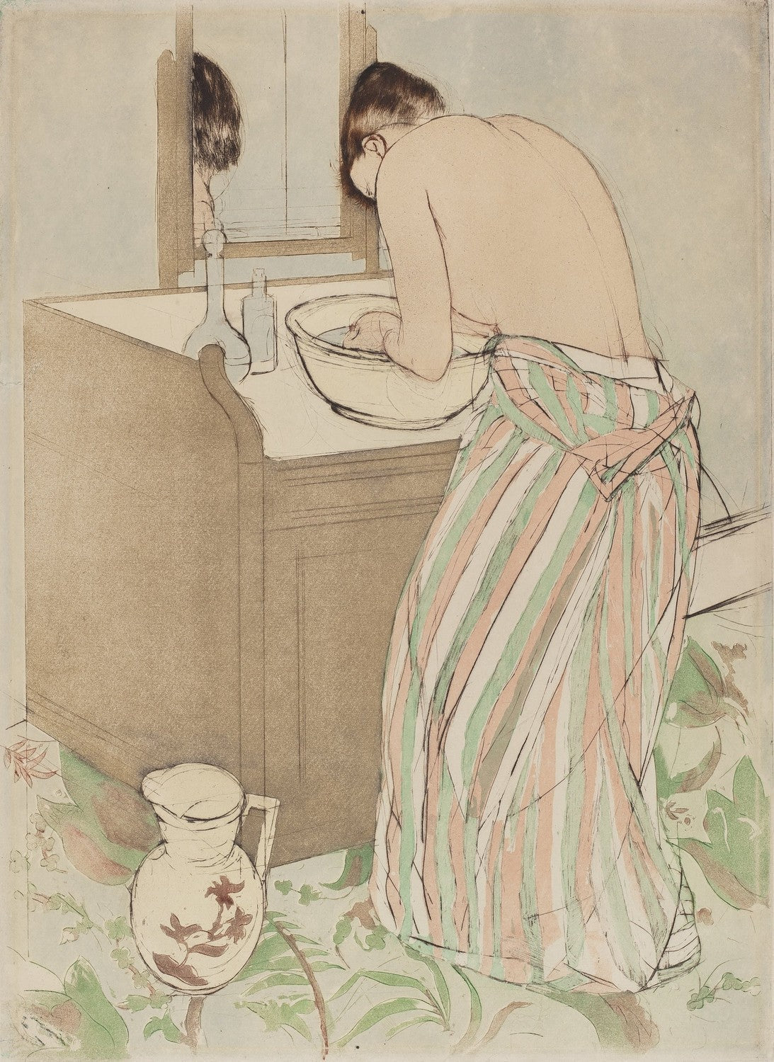 Woman Bathing by Mary Cassatt