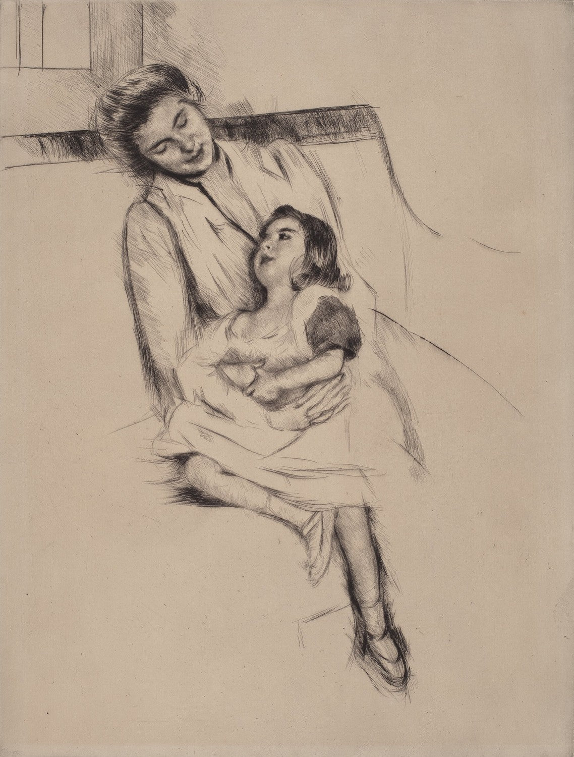 Reine and Margot Seated on a Sofa (No. 2) by Mary Cassatt