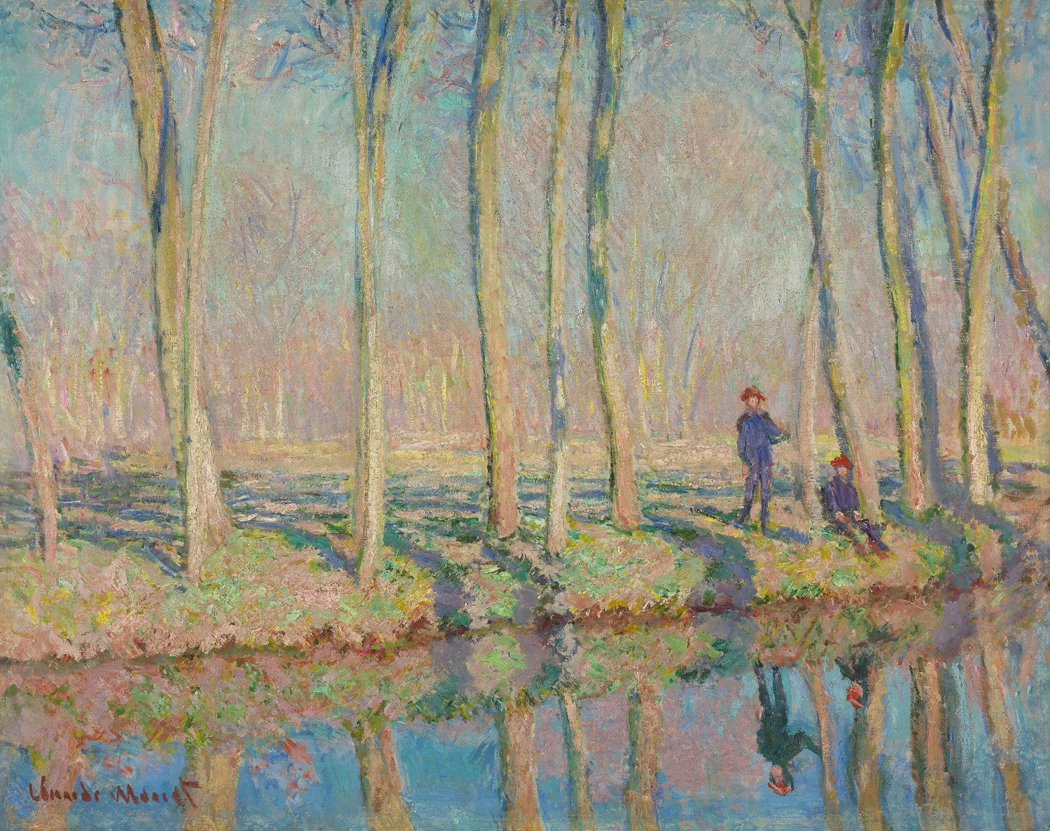 Jean-Pierre Hoschedé and Michel Monet on the Bank of the Epte by Claude Monet