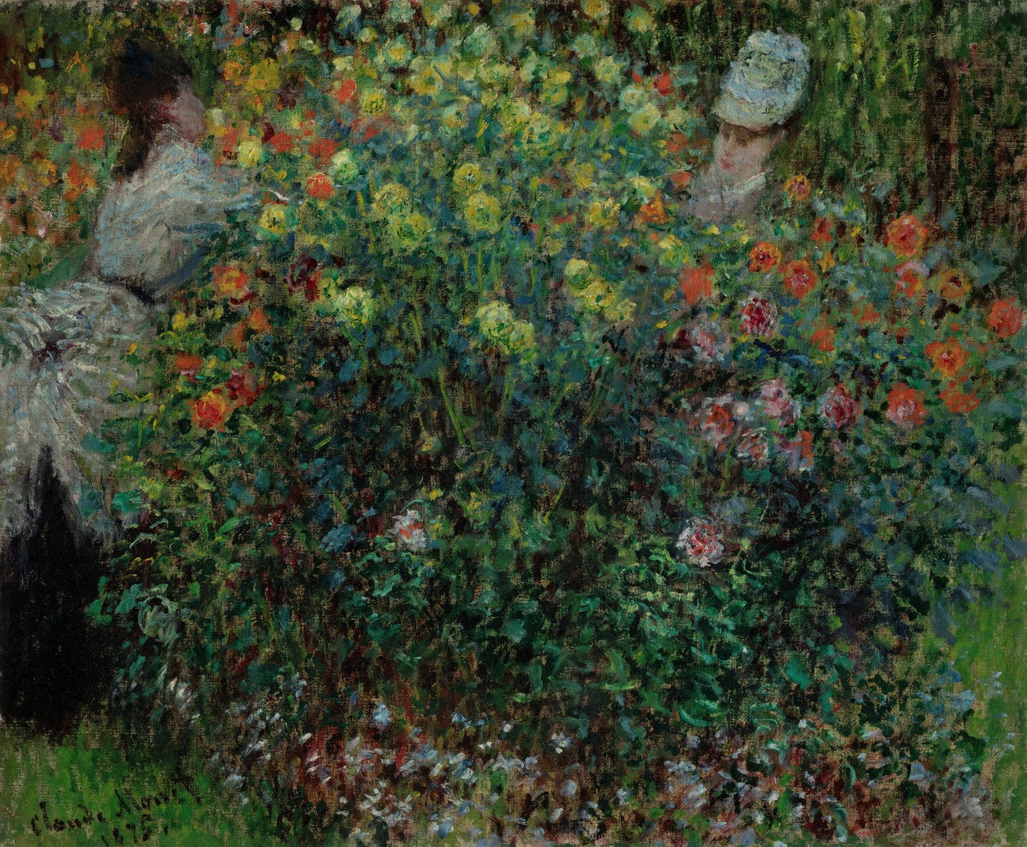 Two Women among the Flowers by Claude Monet