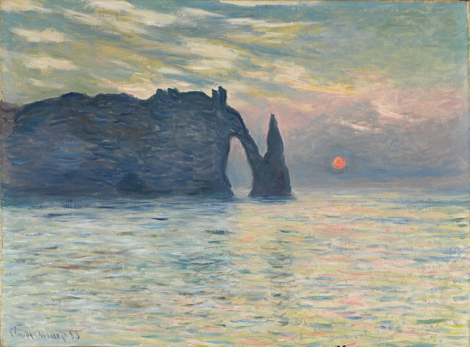 The Cliff, Étretat, Sunset by Claude Monet