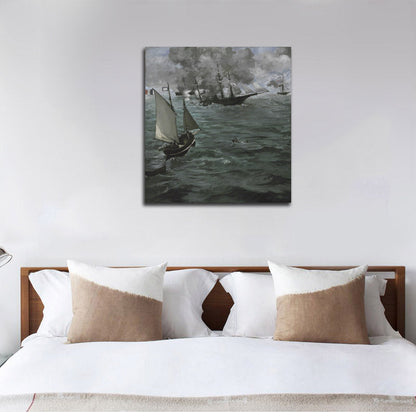 The Battle of the U.S.S. "Kearsarge" and the C.S.S. "Alabama" - by Édouard Manet