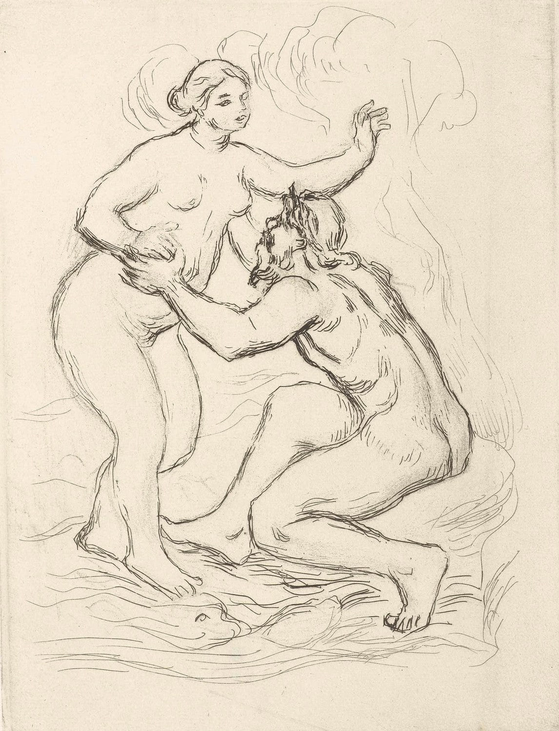 Skamandros (Scamander) en naakte vrouw by Pierre-Auguste Renoir