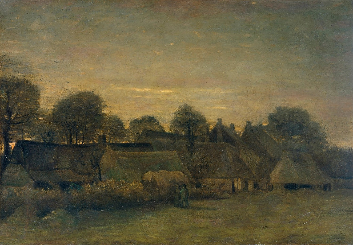 Boerendorp in de avond by Vincent van Gogh