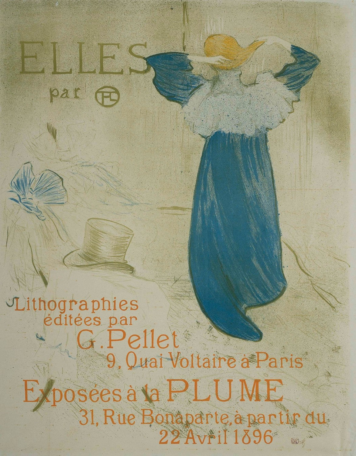 Affiche voor de expositie van de serie Elles van Toulouse-Lautrec bij la Plume by Henri de Toulouse-Lautrec