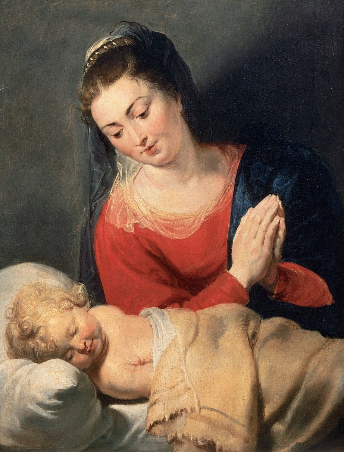 Mary in Adoration Before the Sleeping Child Jesus by Peter Paul Rubens