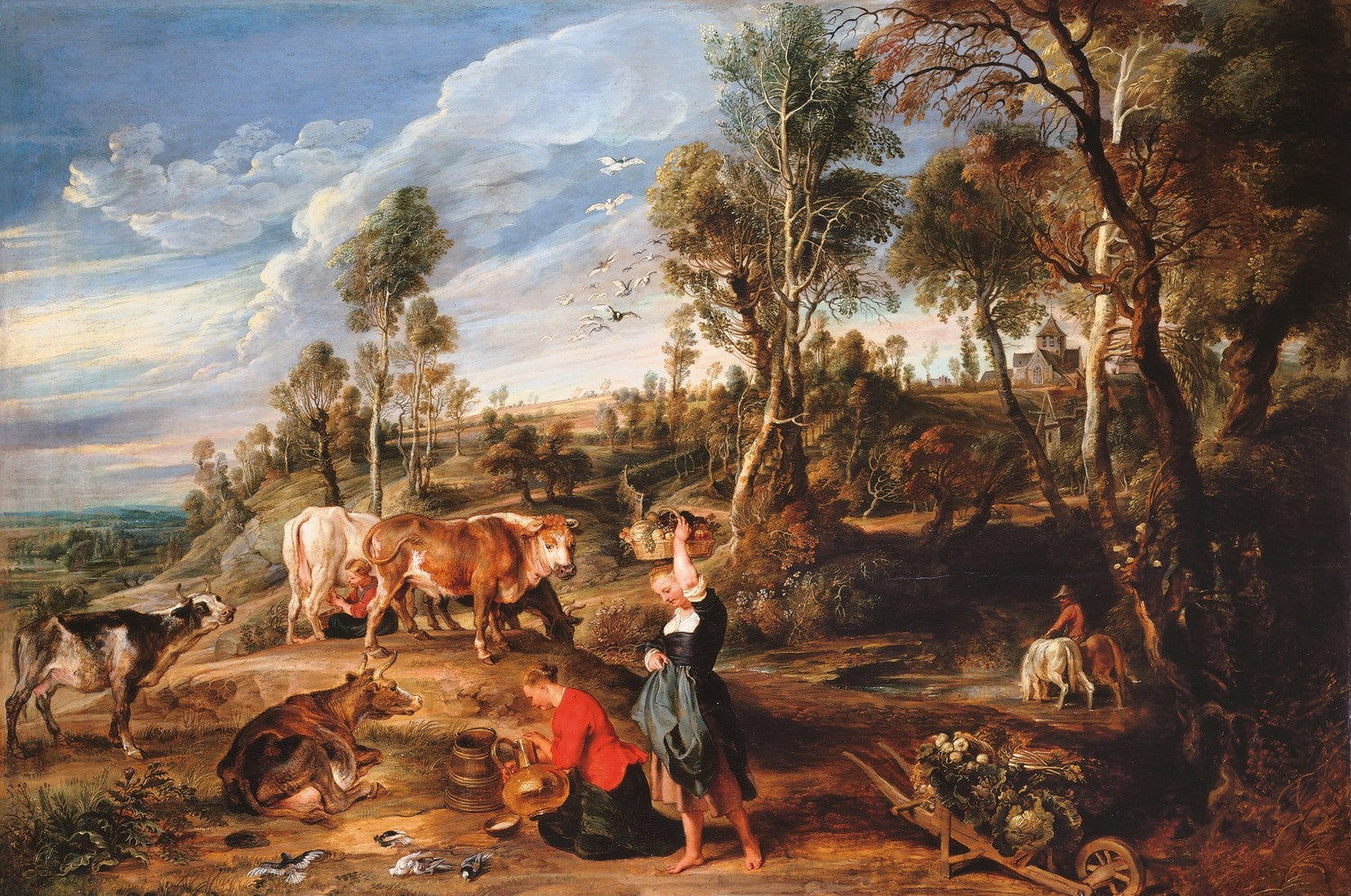 Milkmaids with Cattle in a Landscape, 'The Farm at Laken' by Peter Paul Rubens