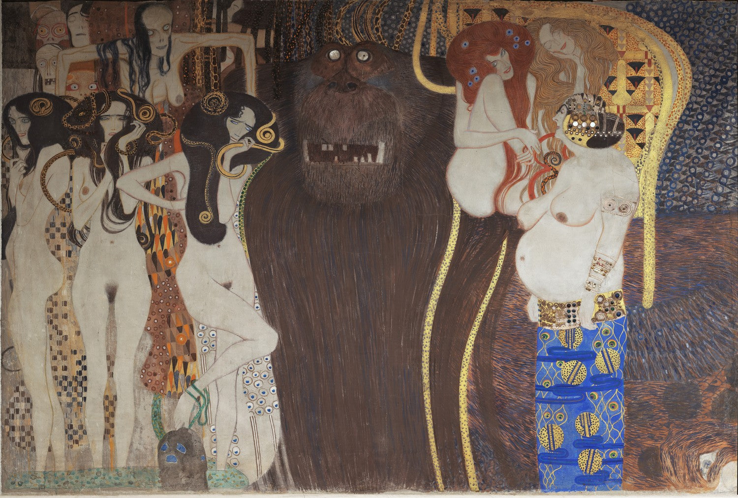 Beethoven Frieze: "The Hostile Powers" (Panel 5, short wall) by Gustav Klimt