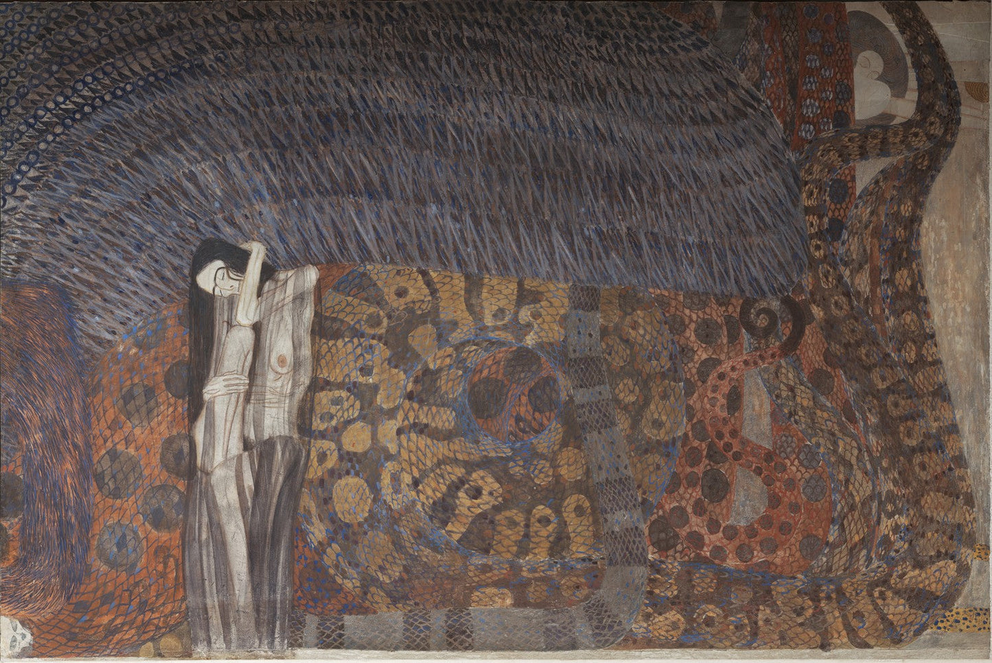 Beethoven Frieze: "The Hostile Powers" (Panel 6, short wall) by Gustav Klimt