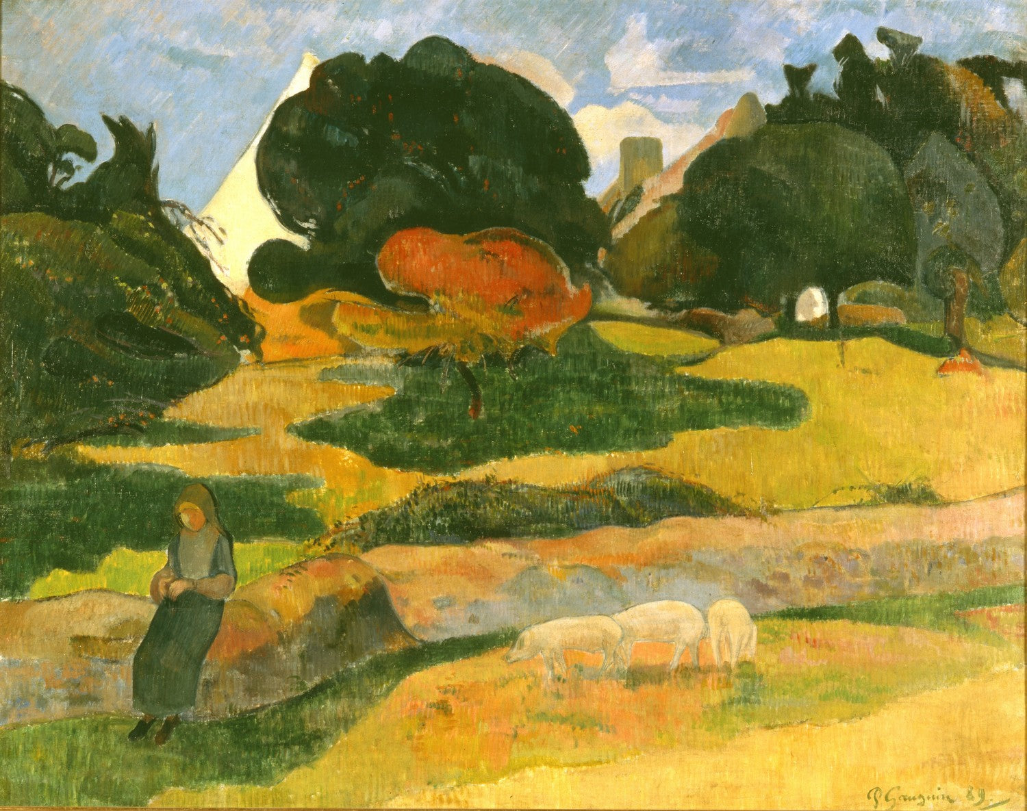 Girl Herding Pigs by Paul Gauguin