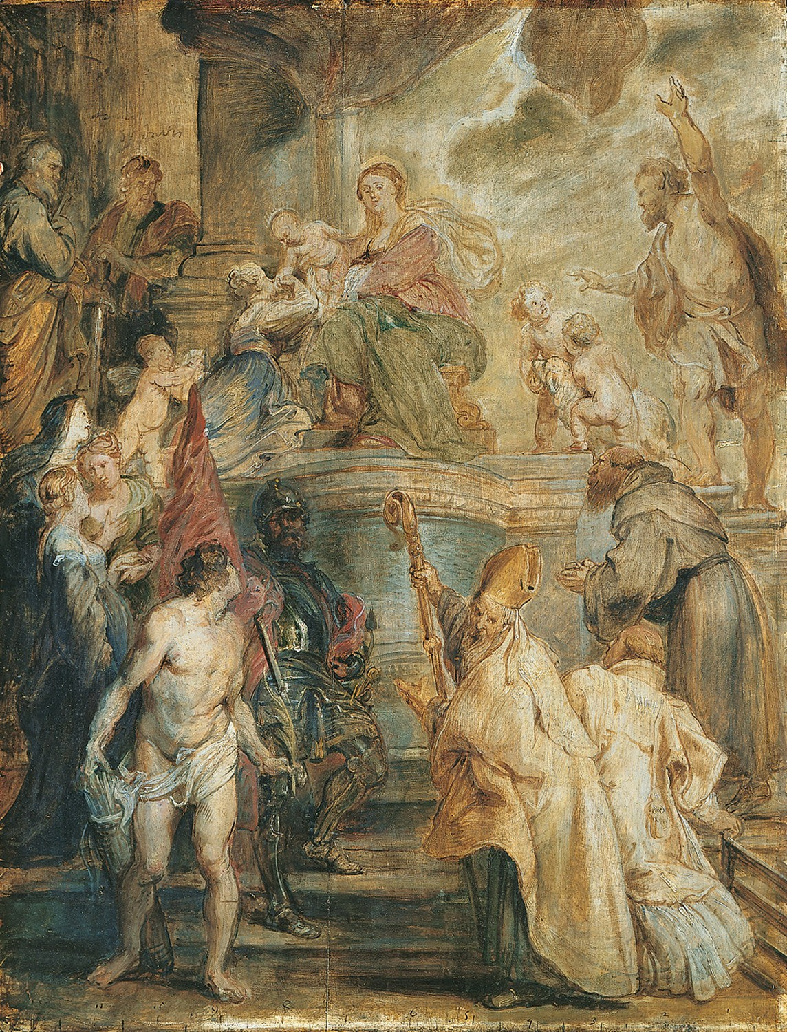 The mystical marriage of St. Catherine (Front of a double-sided painted Panel) by Peter Paul Rubens