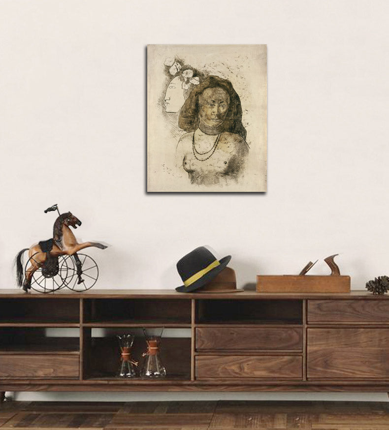 Tahitian Woman with Evil Spirit - by Paul Gauguin