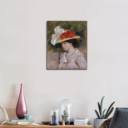 Woman in a Flowered Hat - by Pierre-Auguste Renoir